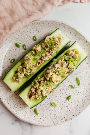 CUCUMBER AVOCADO TUNA SALAD BOATS